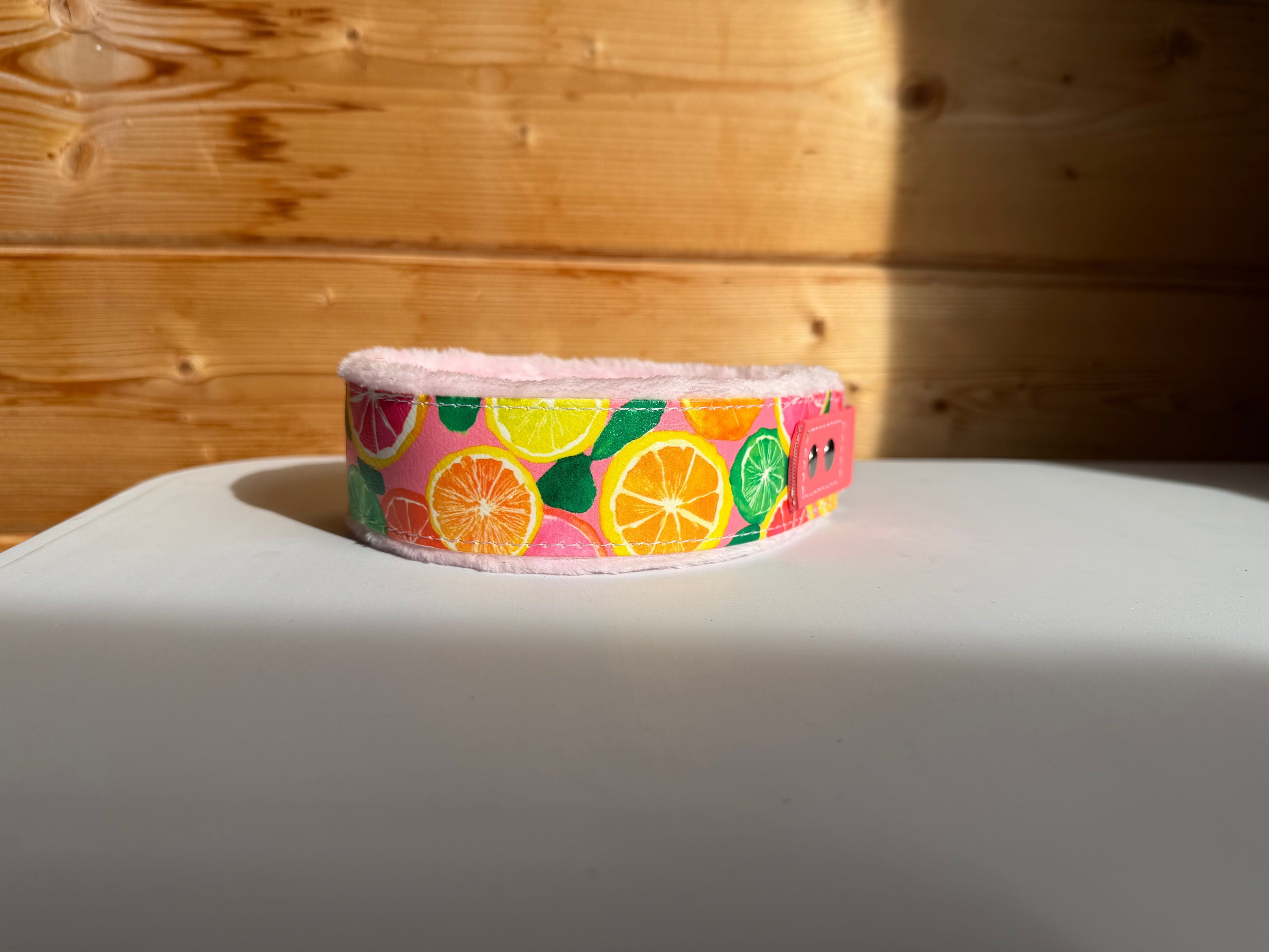 Collier imprimé UV agrumes doublure tissu doux