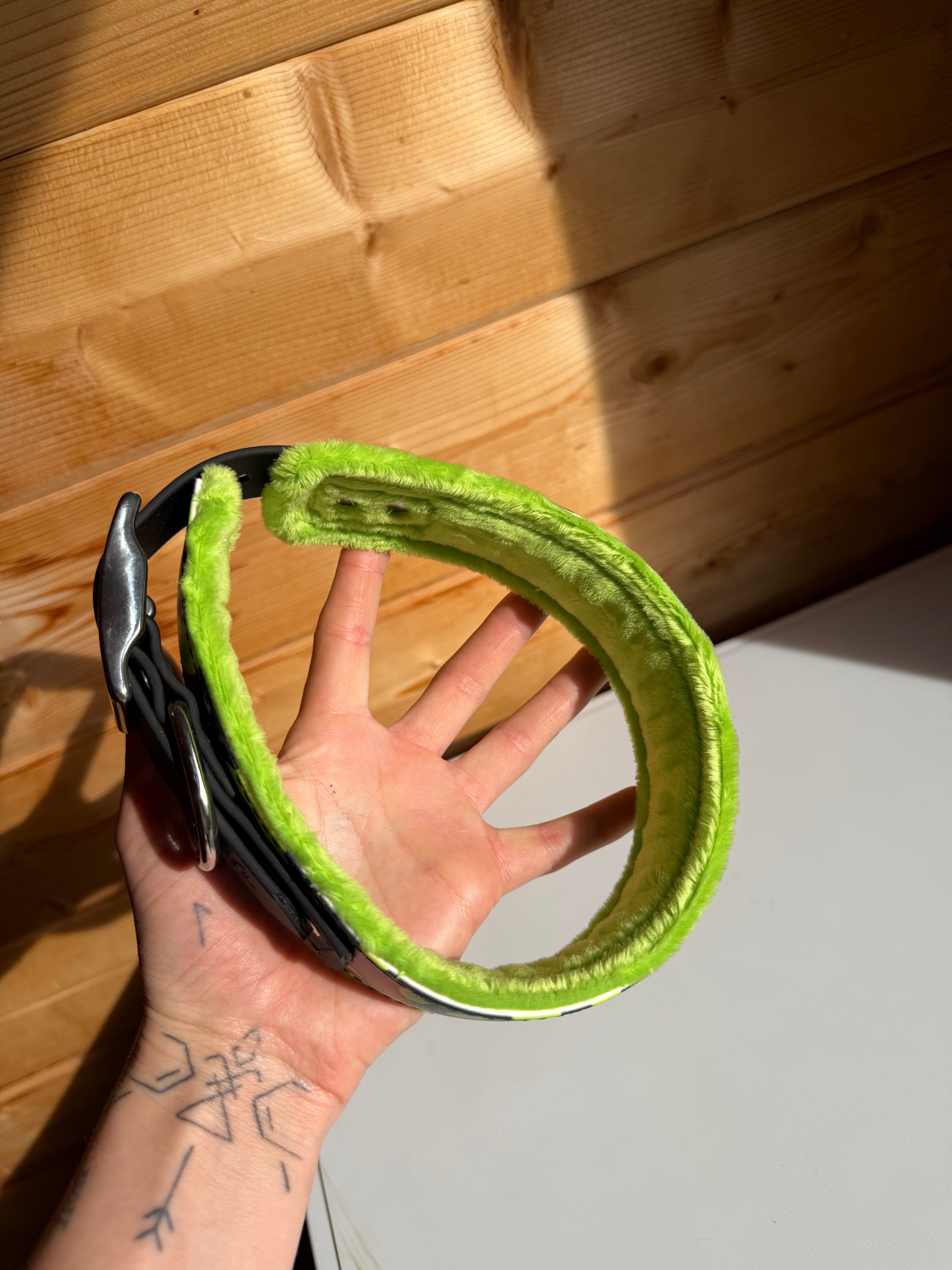 Collier imprimé UV salamandre verte doublure tissu doux