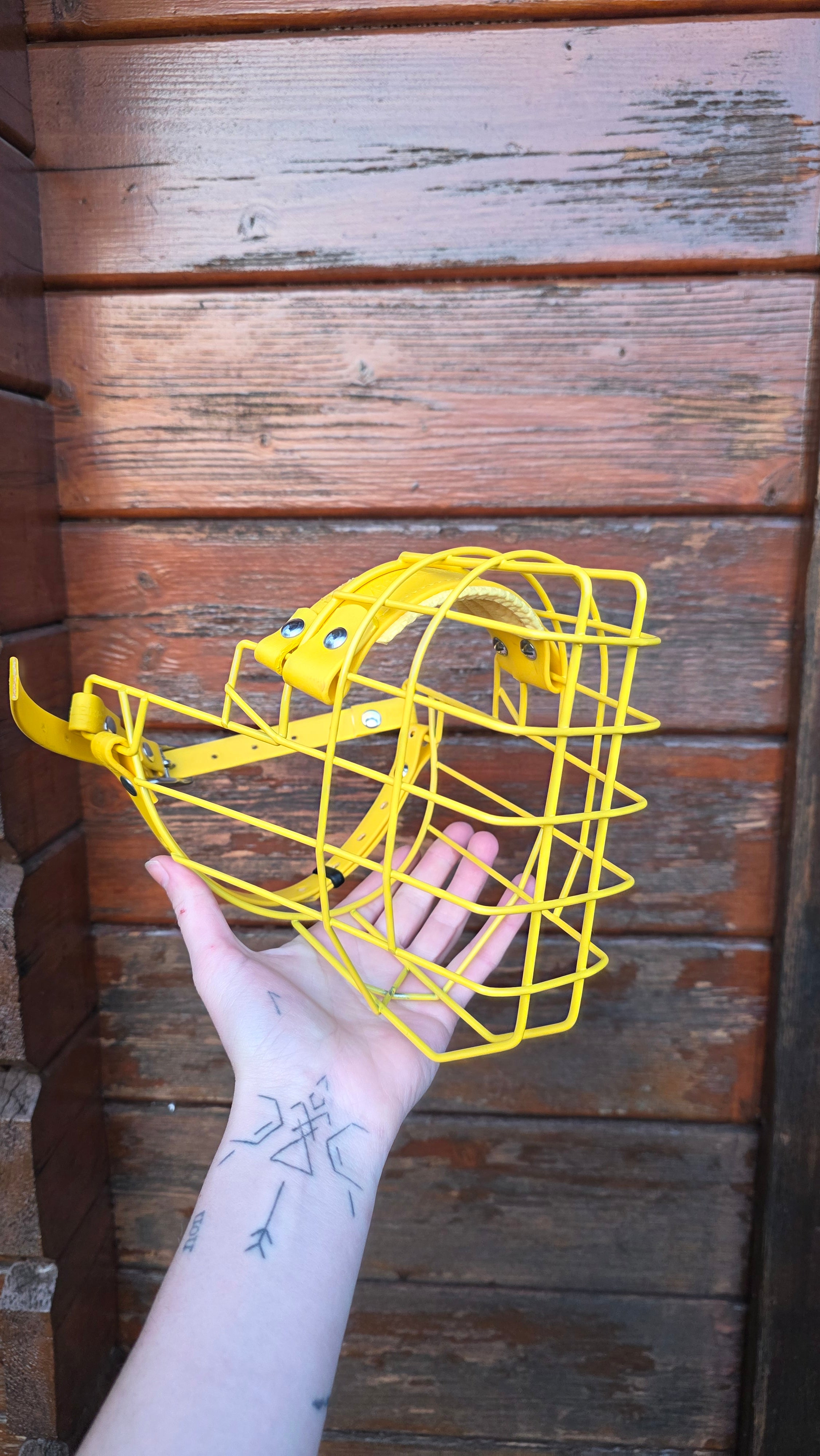 Muselière standard T9 Biothane Jaune cage peinte