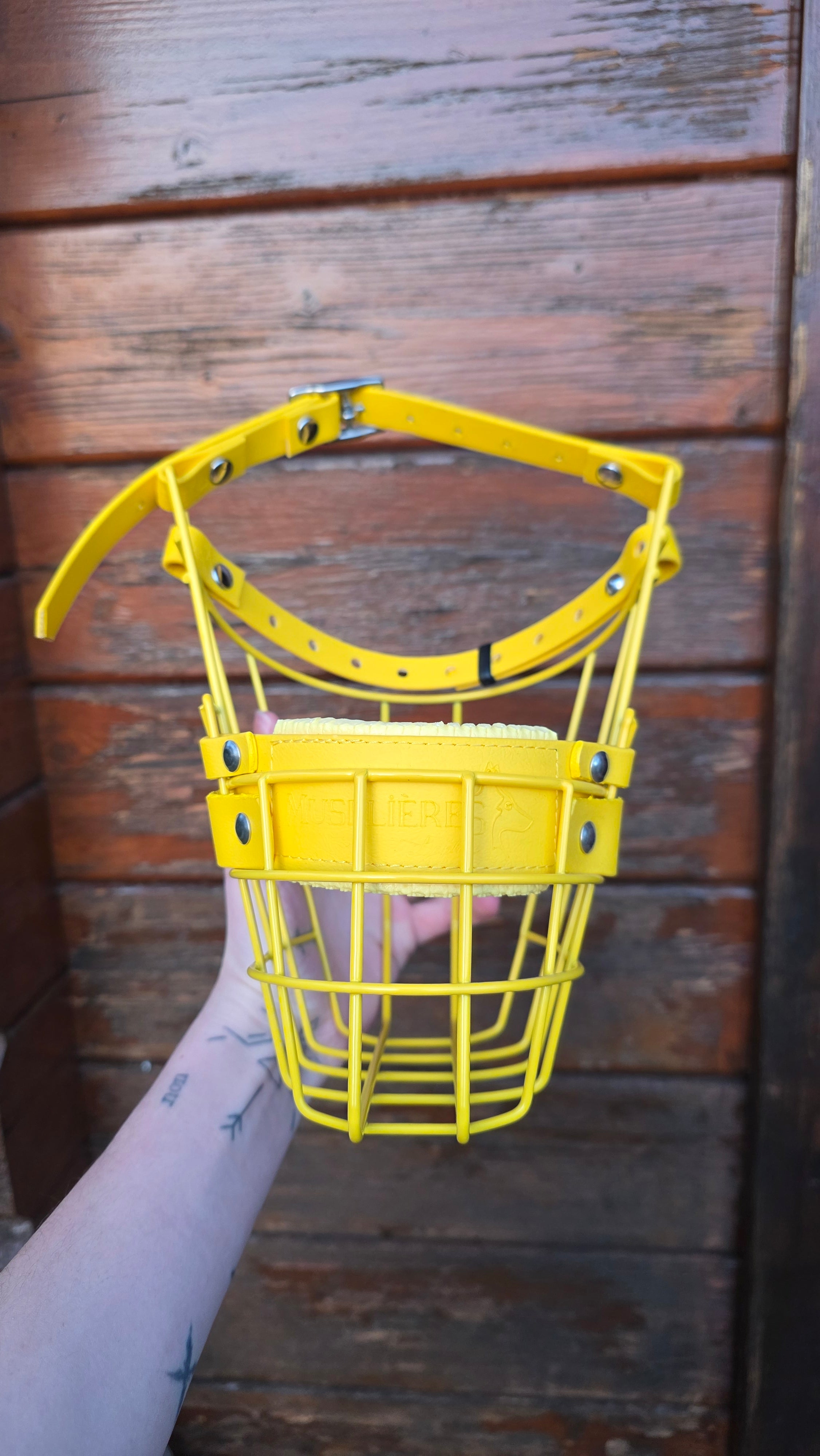 Muselière standard T9 Biothane Jaune cage peinte