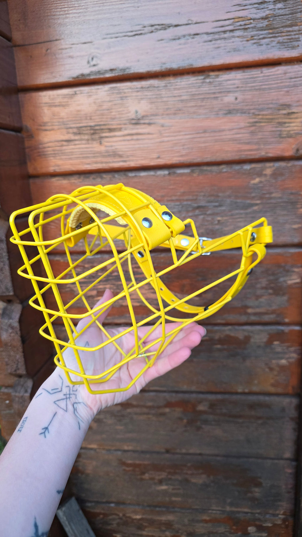Muselière standard T9 Biothane Jaune cage peinte