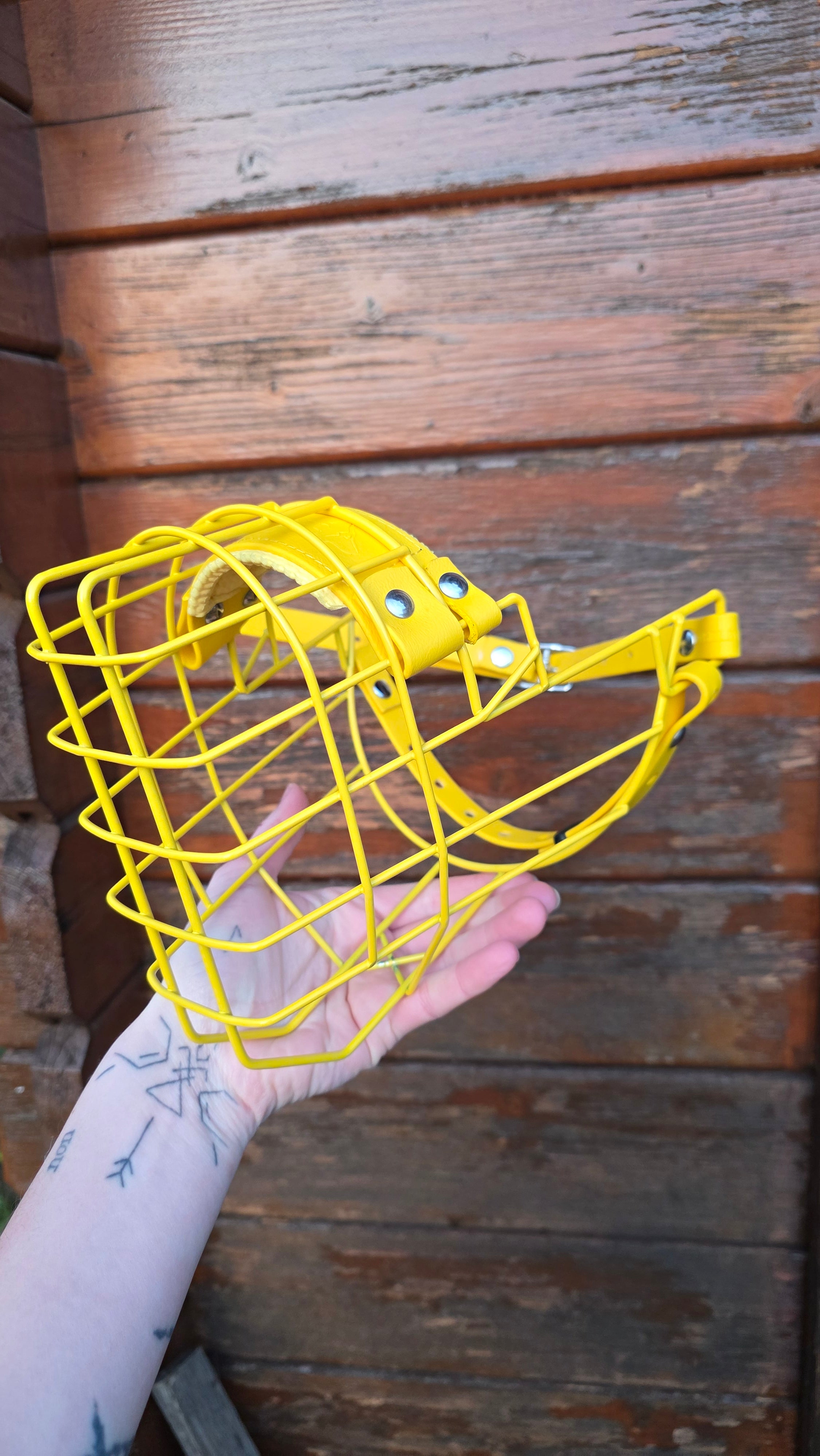 Muselière standard T9 Biothane Jaune cage peinte