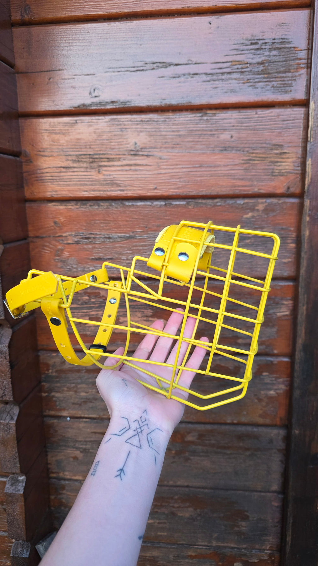 Muselière standard T9 Biothane Jaune cage peinte